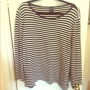 Navy stripe boat neck sweater